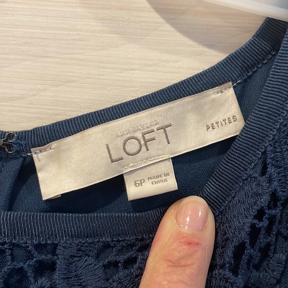 Ann Taylor Loft Dress - 6 Petite - Blue Lace Shift Dress - Picture 2 of 4